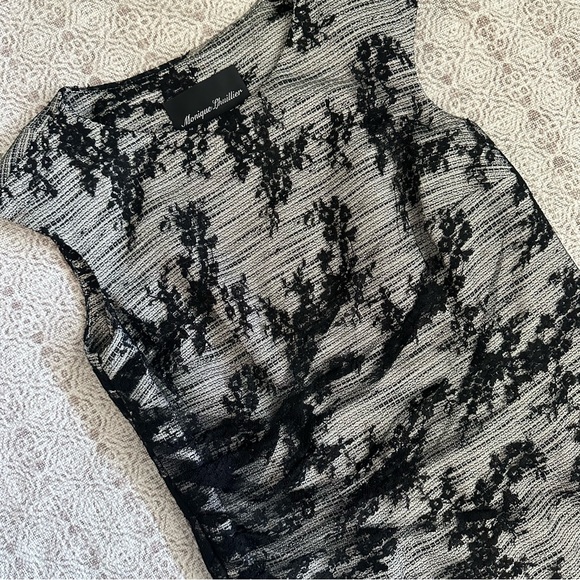 Monique Lhuillier Tweed Sheath Dress With Lace Overlay - Picture 2 of 10